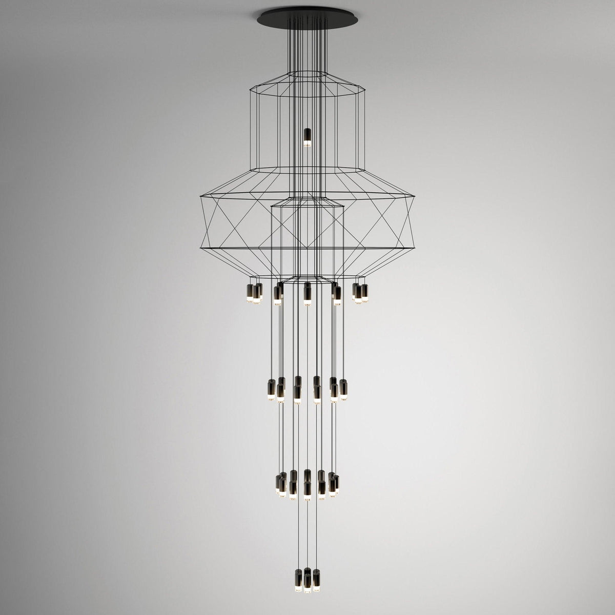 Tevenq Chandelier Lines Black Wireframe LED