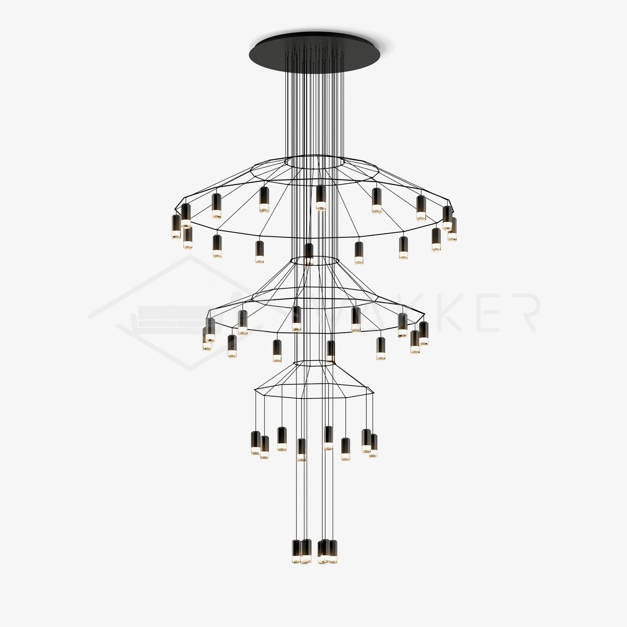 Tevenq Chandelier Lines Black Wireframe LED