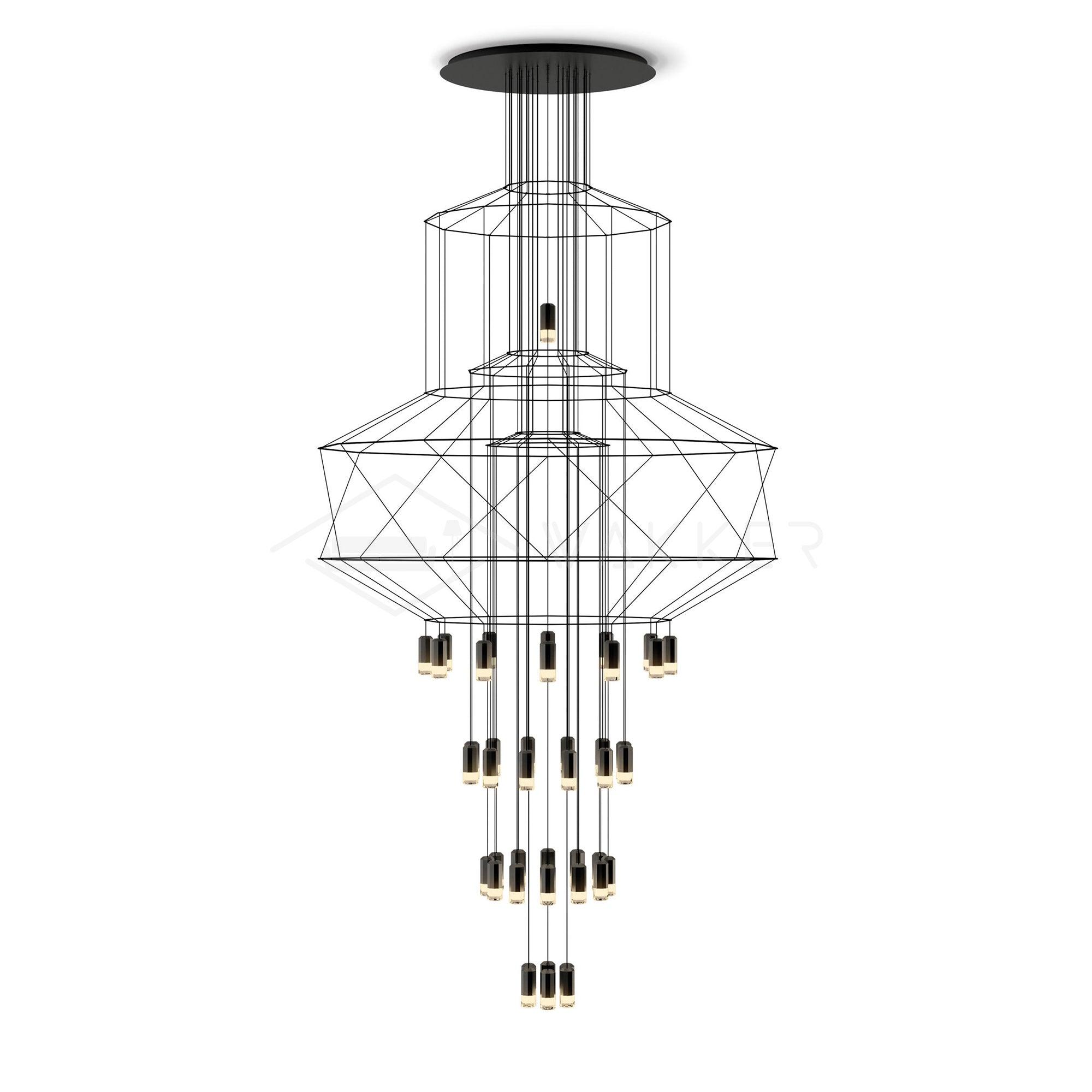 Tevenq Chandelier Lines Black Wireframe LED