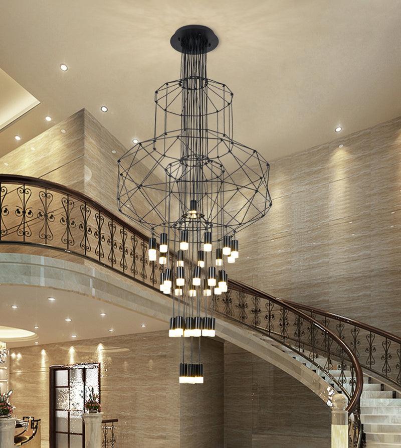 Tevenq Chandelier Lines Black Wireframe LED