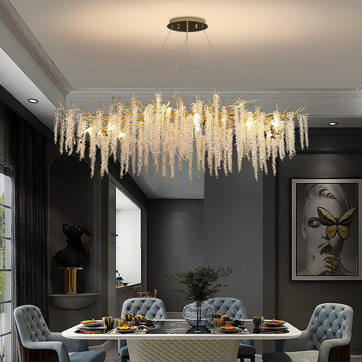 Elyivaine Chandelier Wisteria Flower Crystal