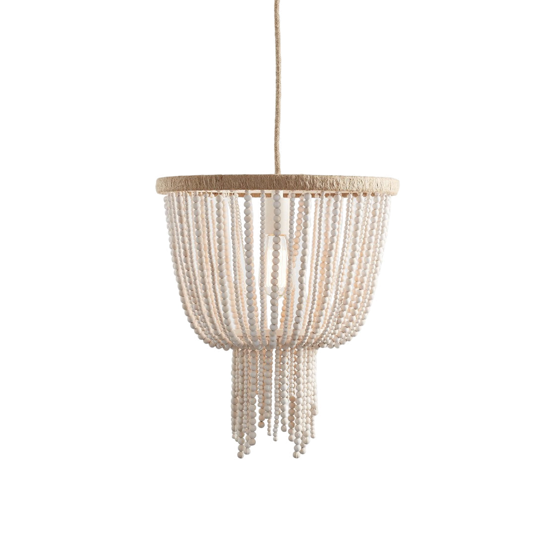 Himinuvyi Modern Beaded Wooden Rope Chandelier - Neutral Decor