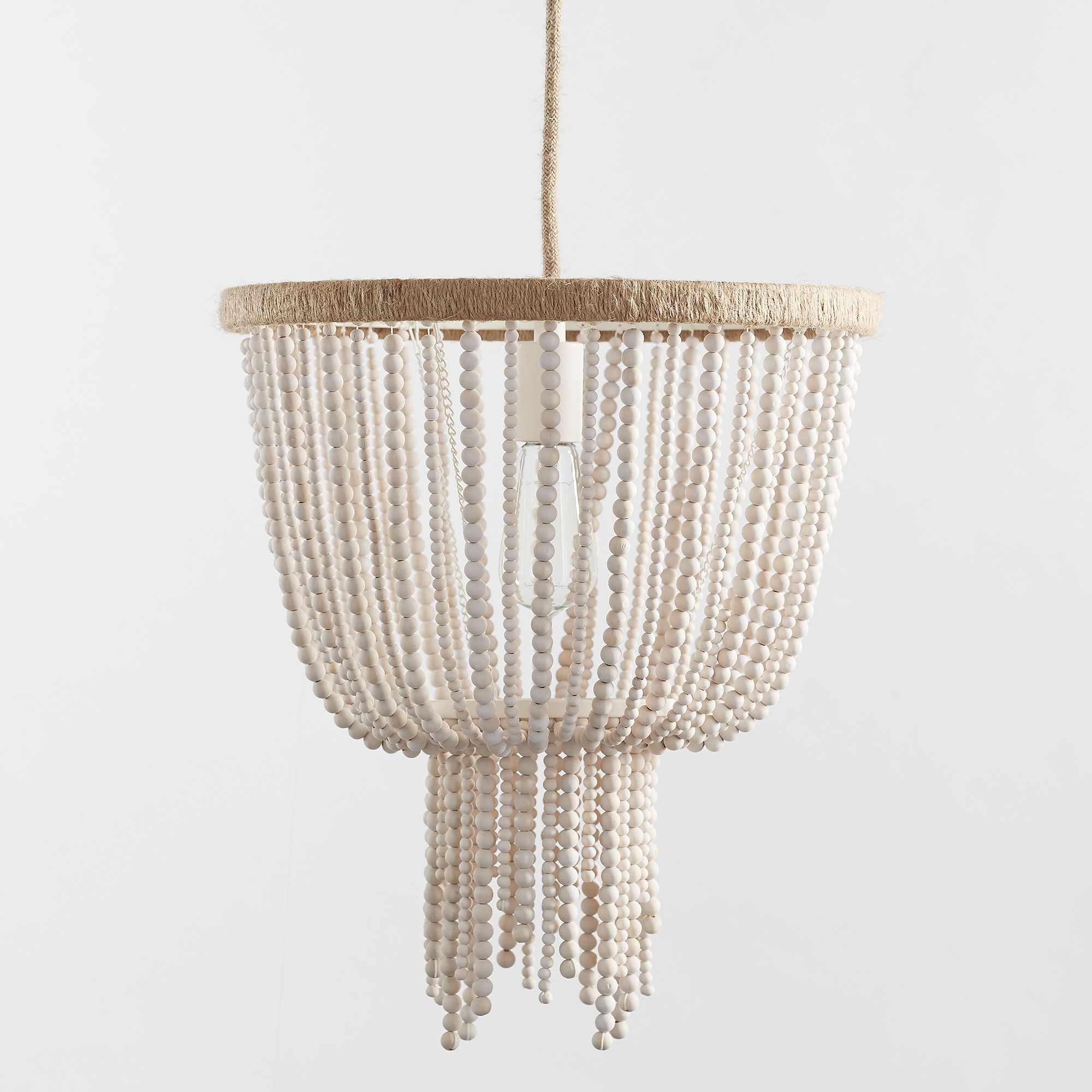Himinuvyi Modern Beaded Wooden Rope Chandelier - Neutral Decor