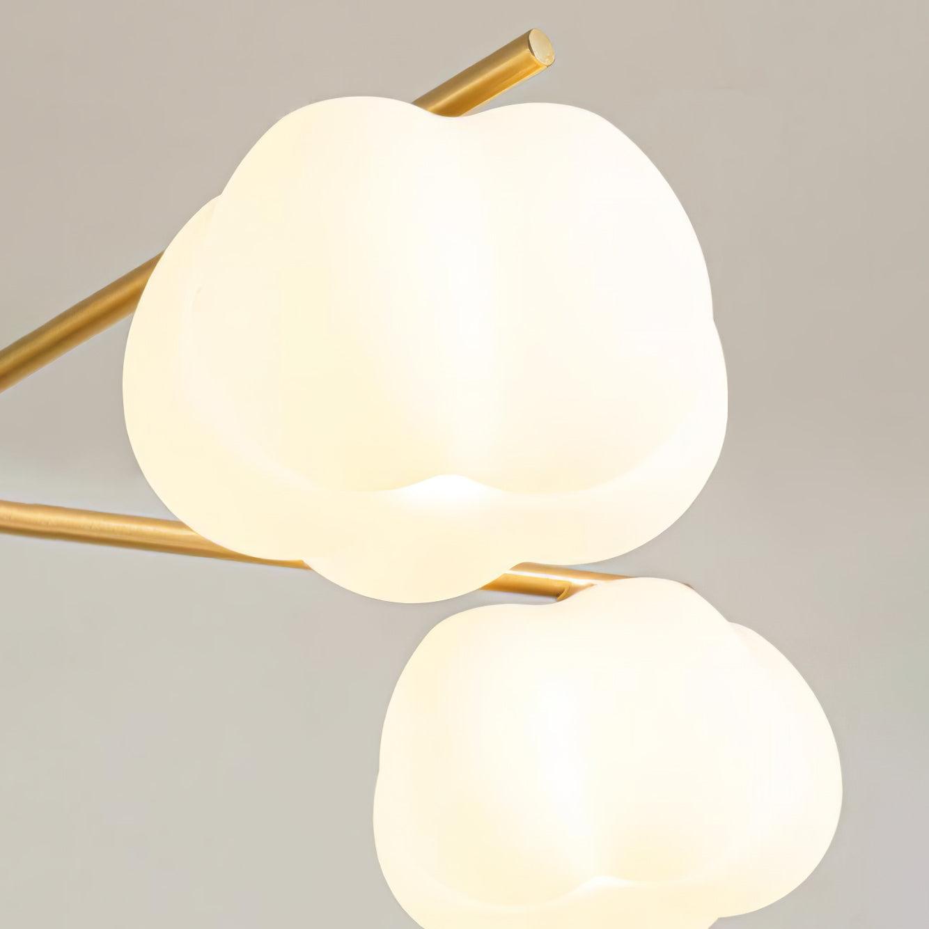 Sylanira Chandelier Wooden Cotton Balls Gold PE