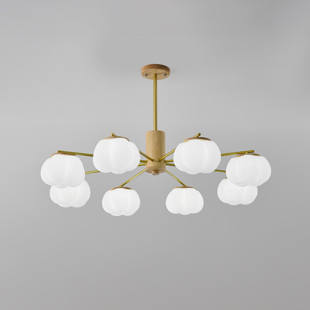 Sylanira Chandelier Wooden Cotton Balls Gold PE