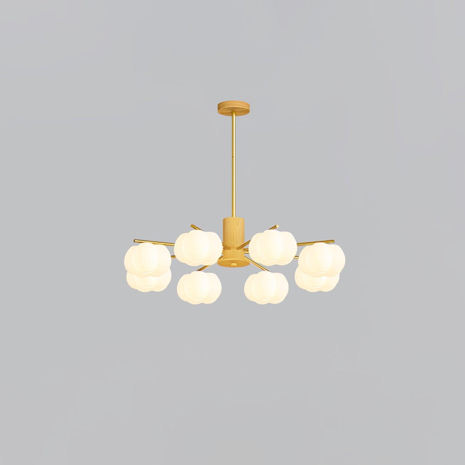 Sylanira Chandelier Wooden Cotton Balls Gold PE