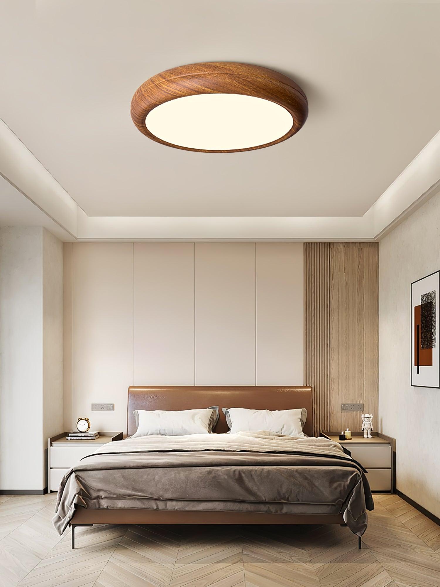 Orbis Wood Wood Grain Round Ceiling Light - Neutral Decor