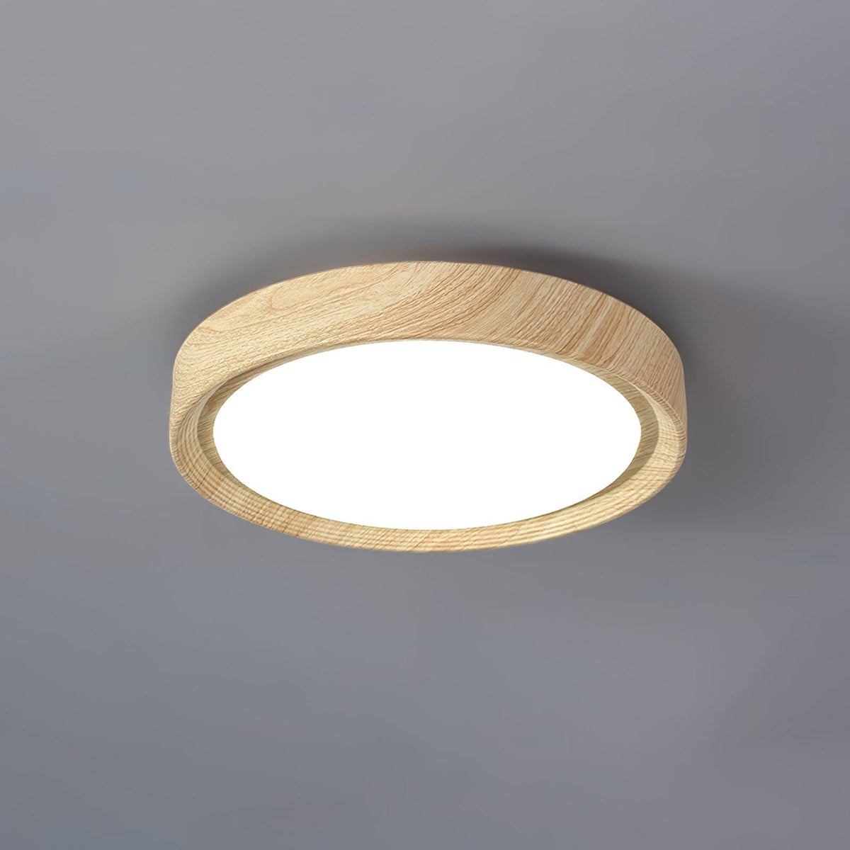 Grena Wood Grain Round Ceiling Light - Neutral Decor