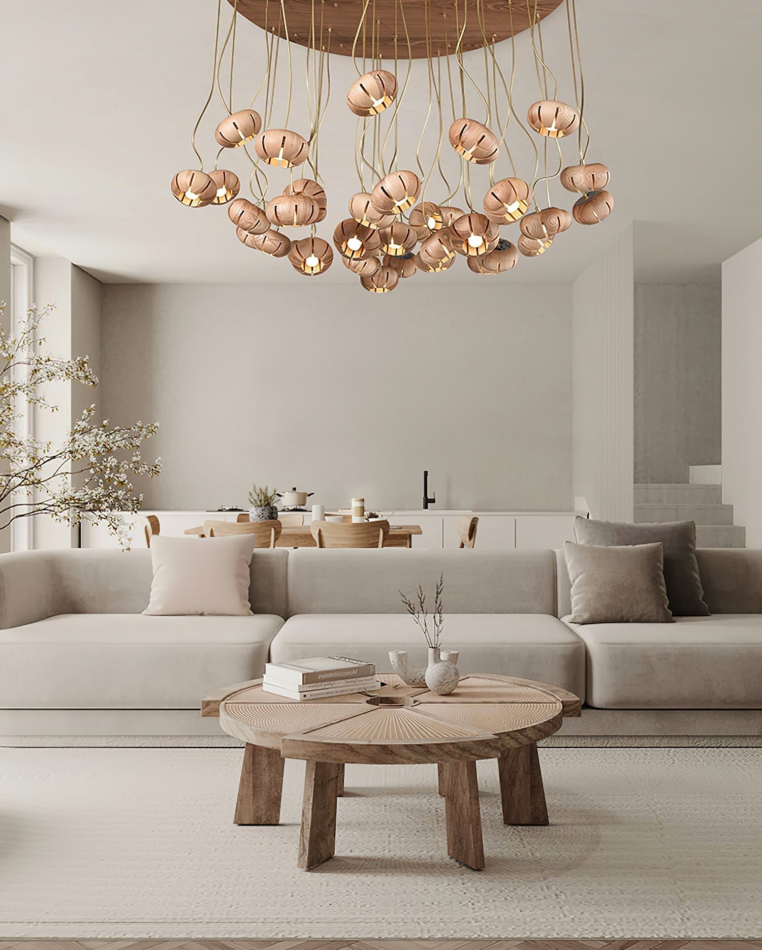Zasorir Sculptural Marble Cluster Pendant Light