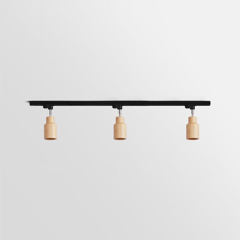 Elviian Ceiling Lamp Wood Track Adjustable Heads