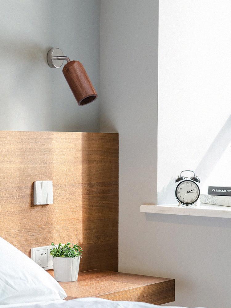 Elviian Ceiling Lamp Wood Track Adjustable Heads
