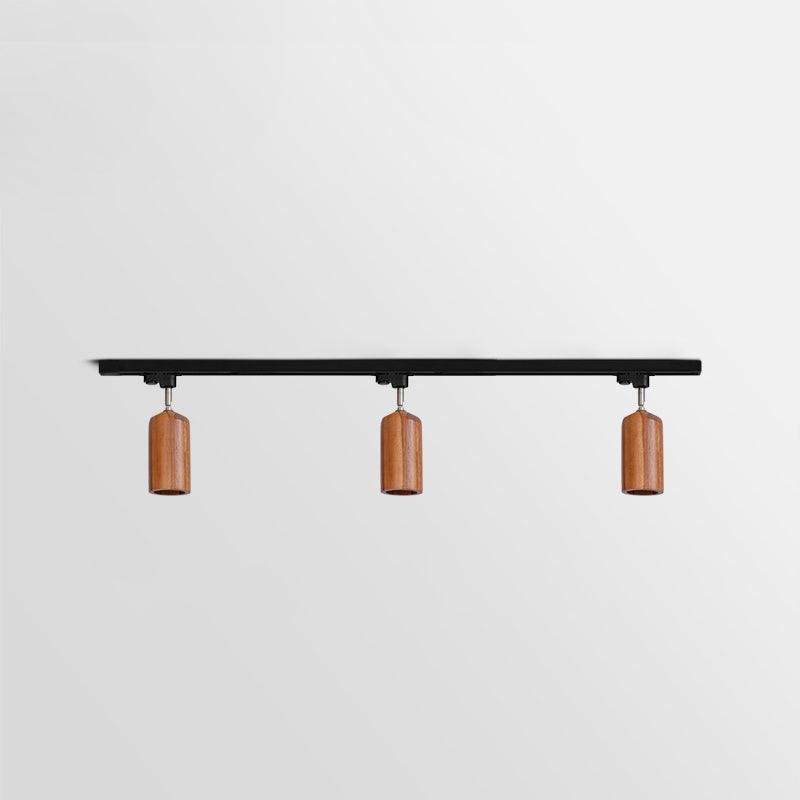 Elviian Ceiling Lamp Wood Track Adjustable Heads