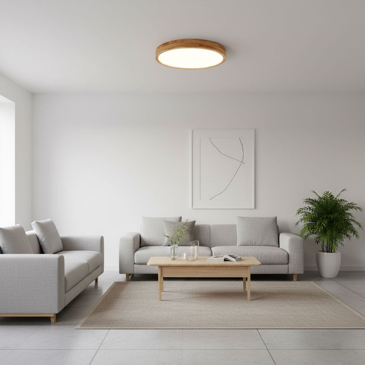 Edenford Wooden Geometric Flush Mount Ceiling Light