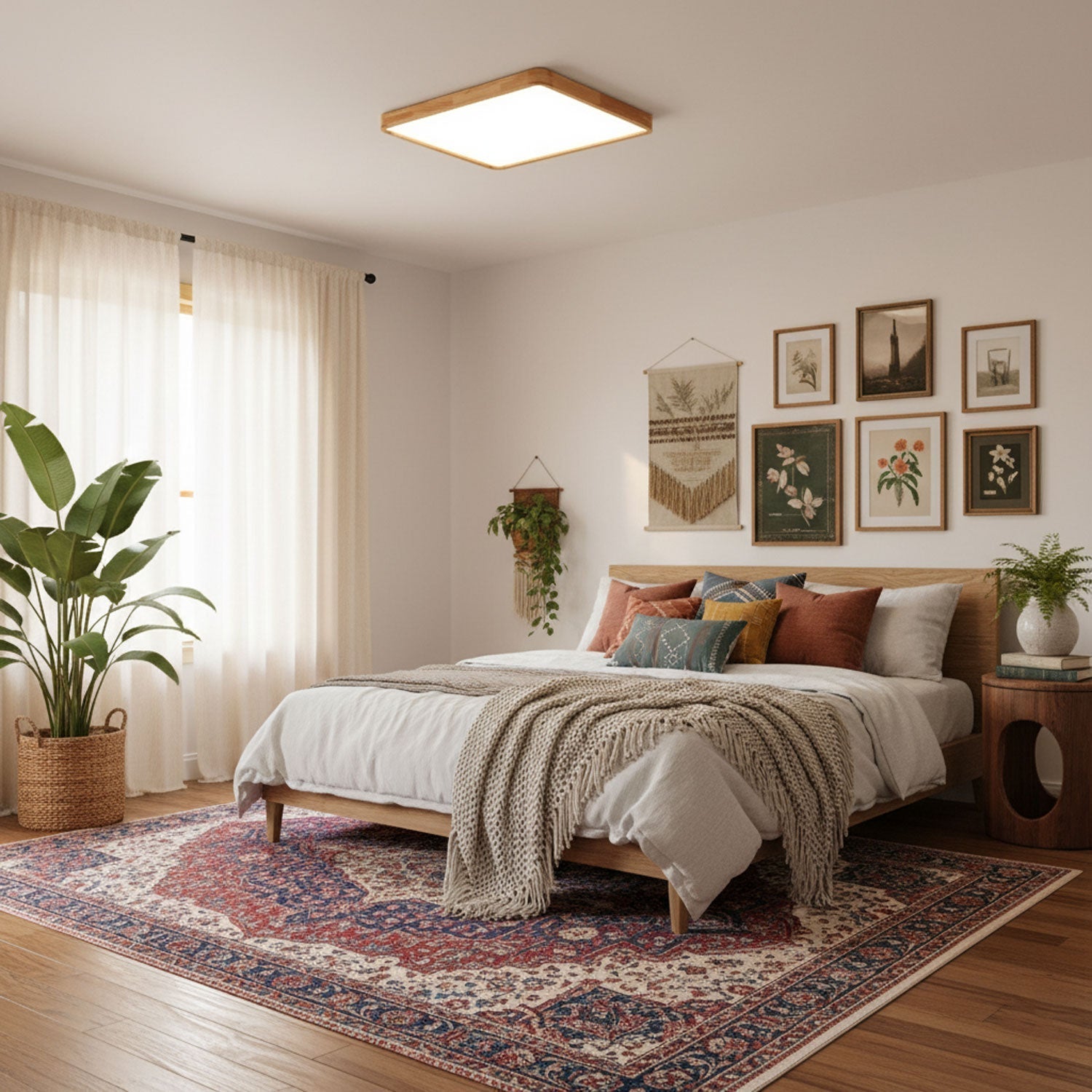Edenford Wooden Geometric Flush Mount Ceiling Light