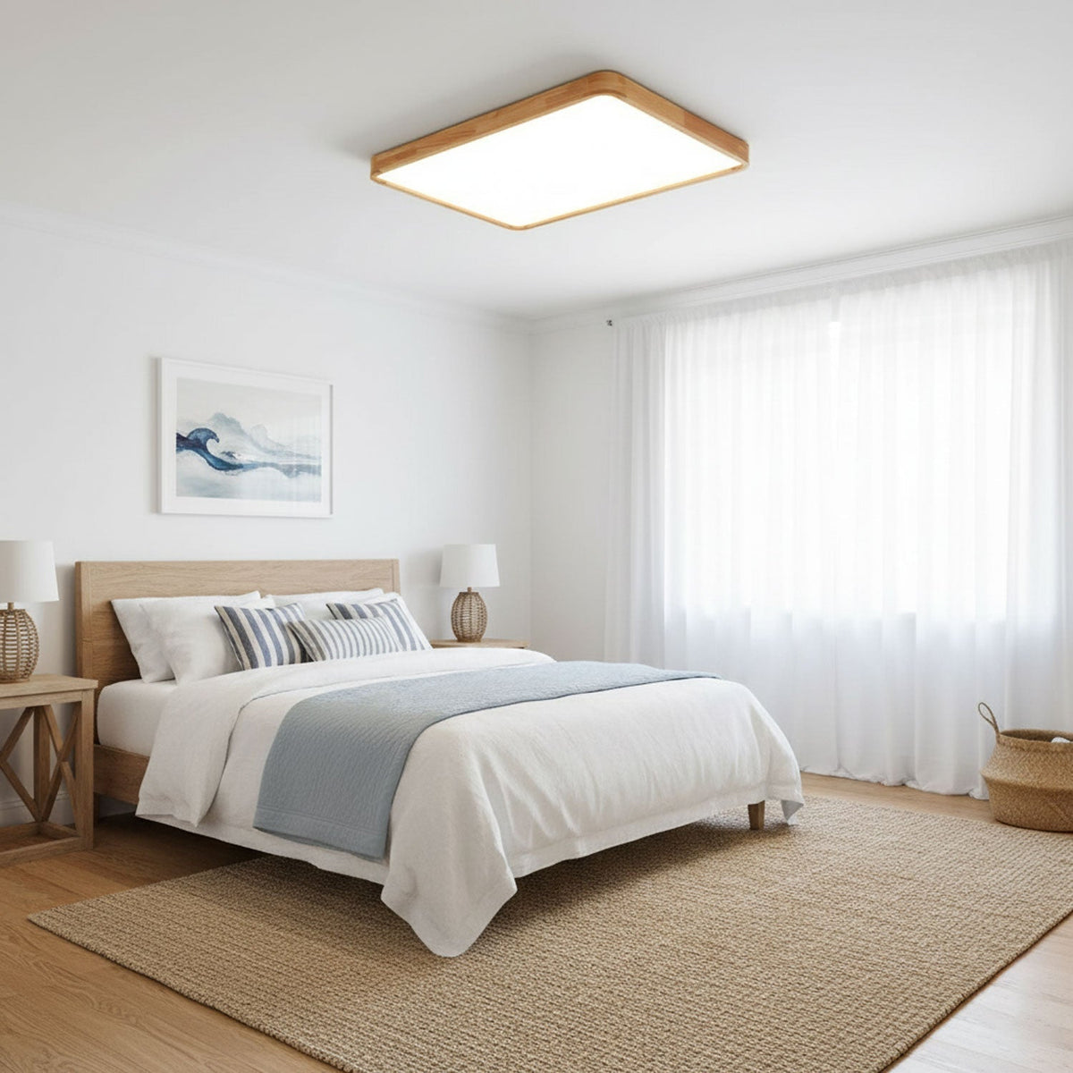 Edenford Wooden Geometric Flush Mount Ceiling Light
