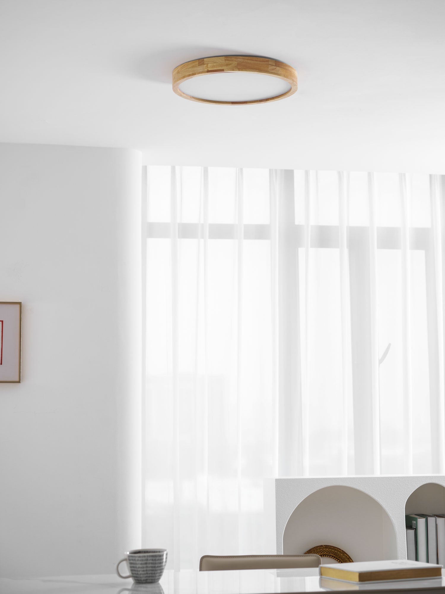 Edenford Wooden Geometric Flush Mount Ceiling Light