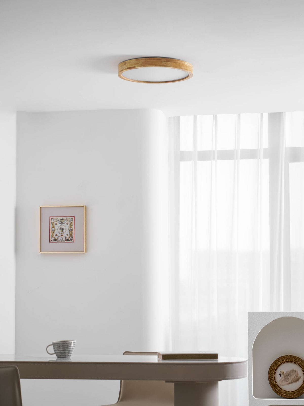 Edenford Wooden Geometric Flush Mount Ceiling Light