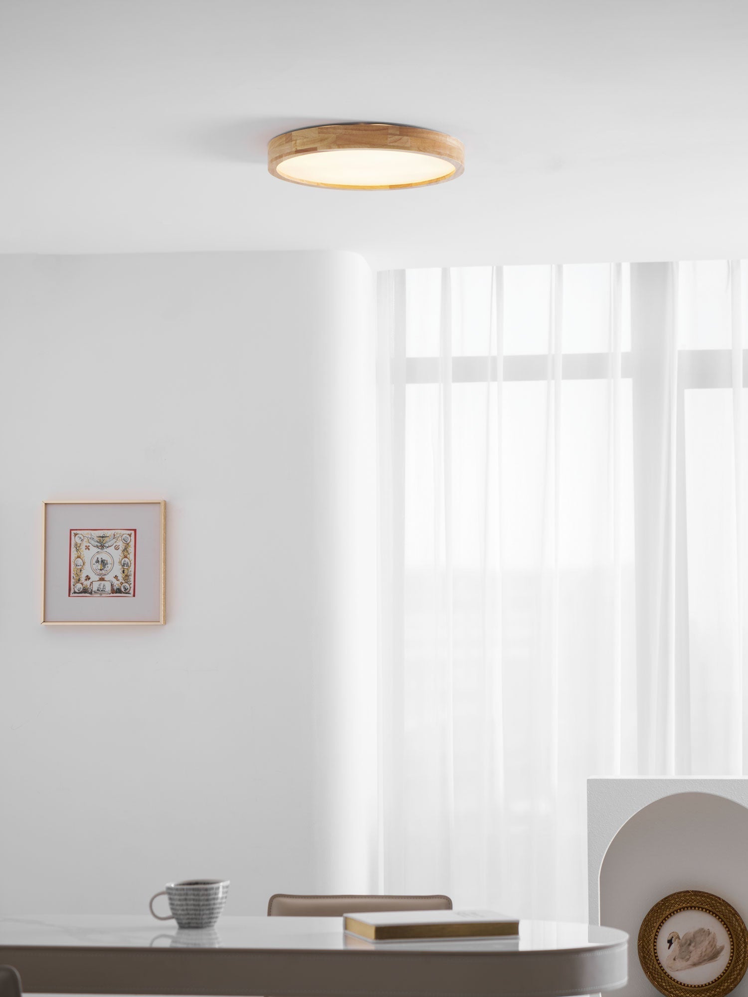 Edenford Wooden Geometric Flush Mount Ceiling Light