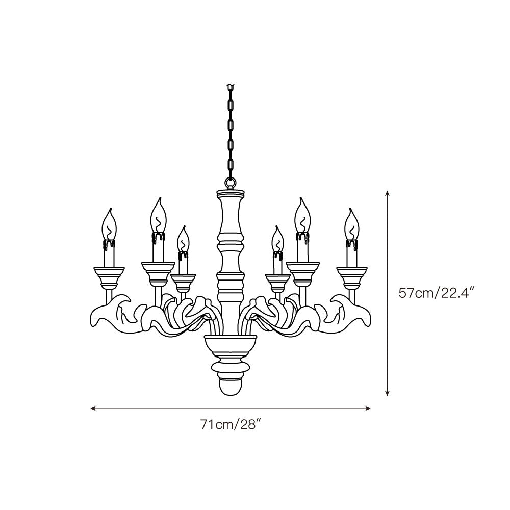 Vovynan Luxury Roman Column Wooden Chandelier - Neutral Decor