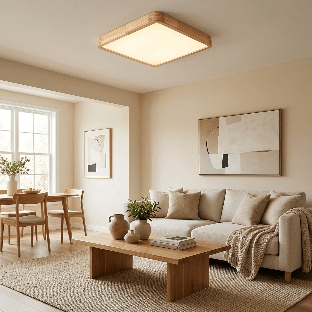 Edenford Wooden Geometric Flush Mount Ceiling Light