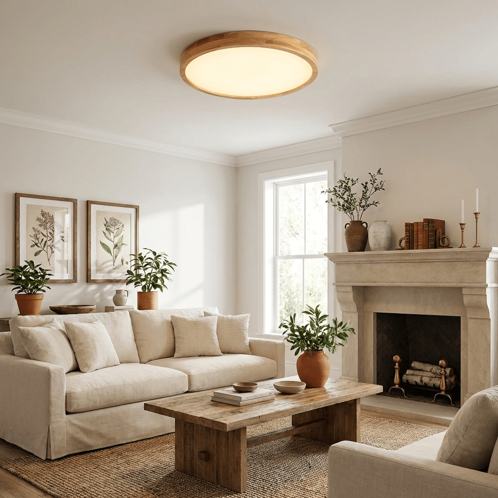 Edenford Wooden Geometric Flush Mount Ceiling Light