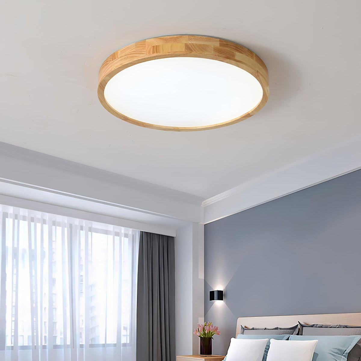 Edenford Wooden Geometric Flush Mount Ceiling Light