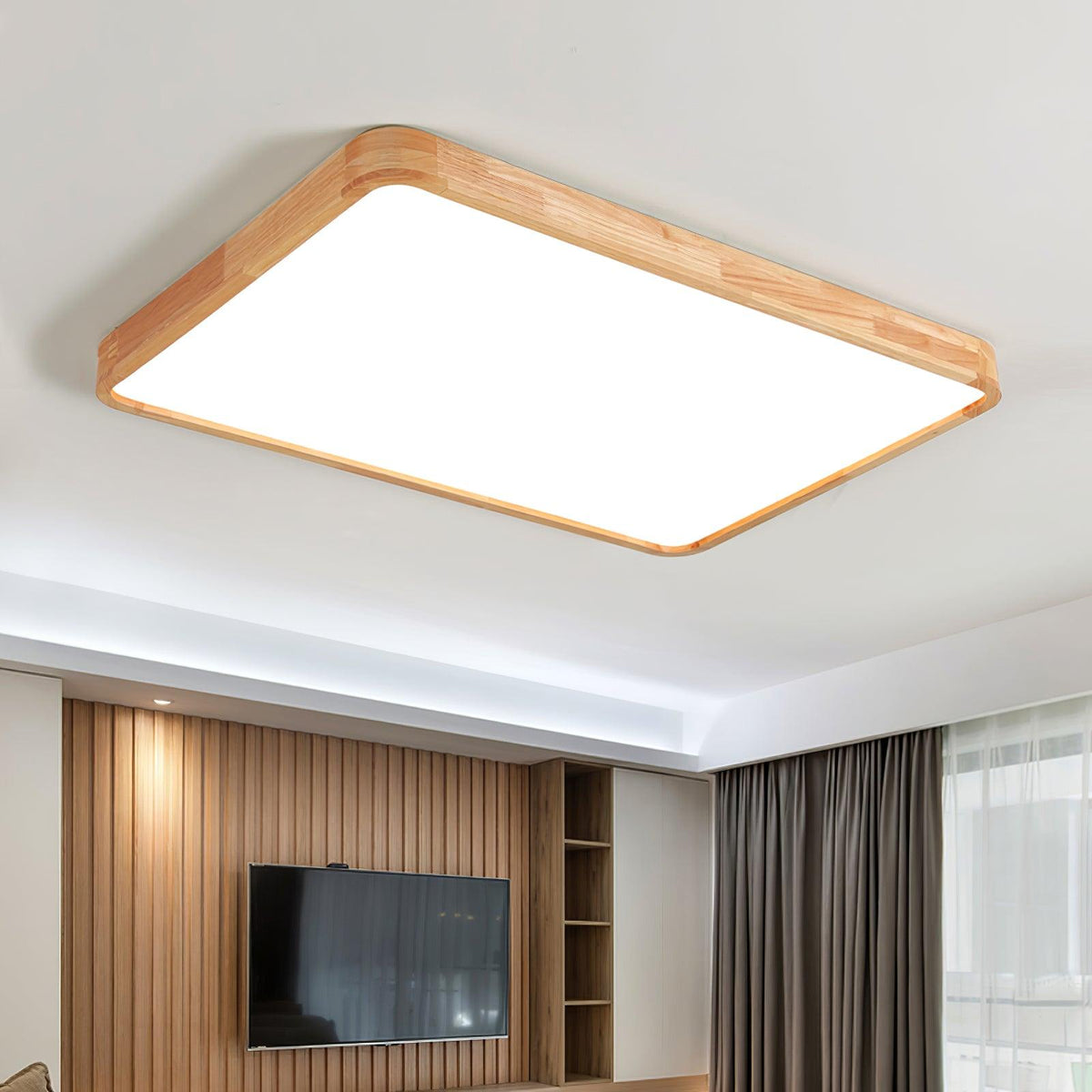 Edenford Wooden Geometric Flush Mount Ceiling Light