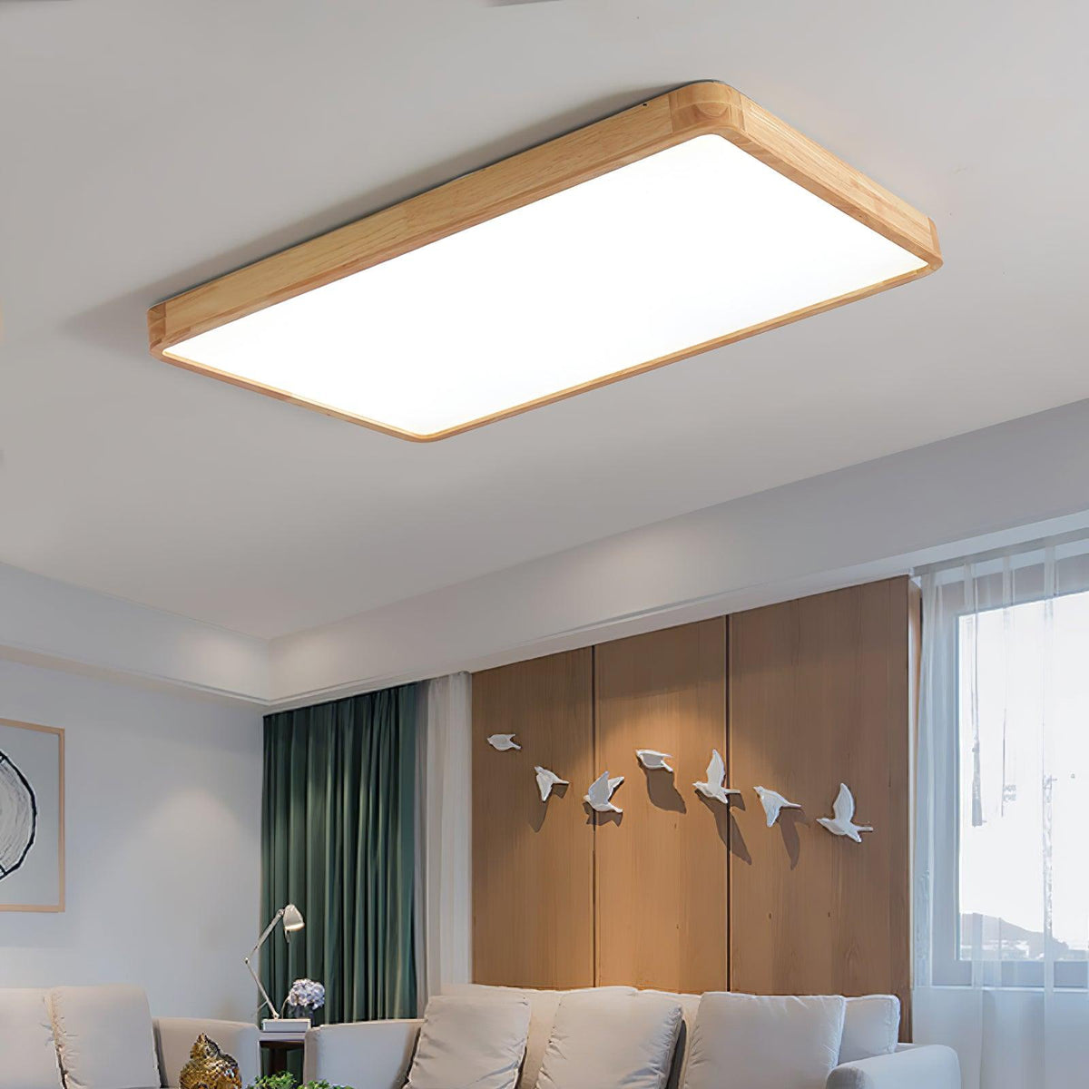 Edenford Wooden Geometric Flush Mount Ceiling Light
