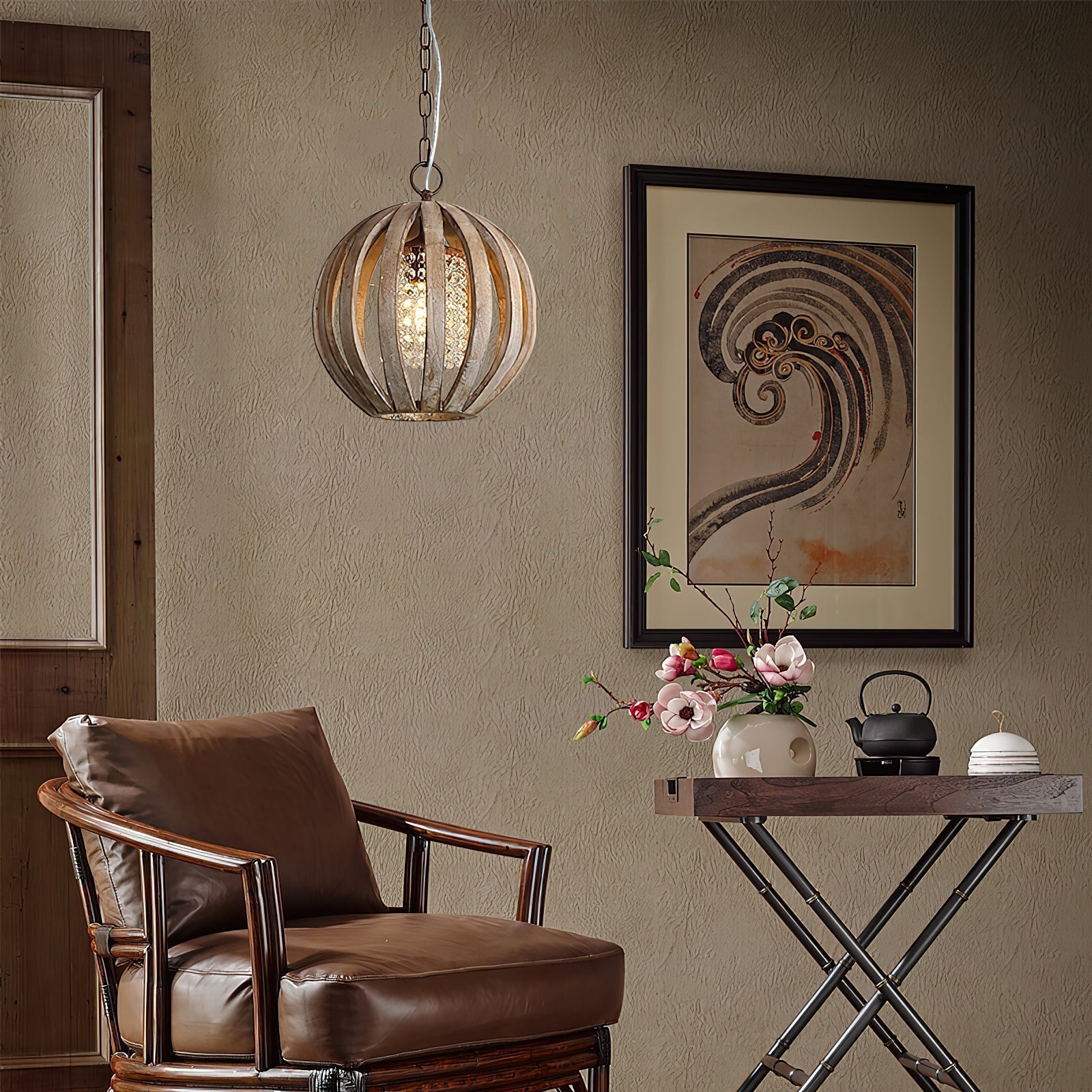 Sylaette Wooden Globe Pendant Lamp