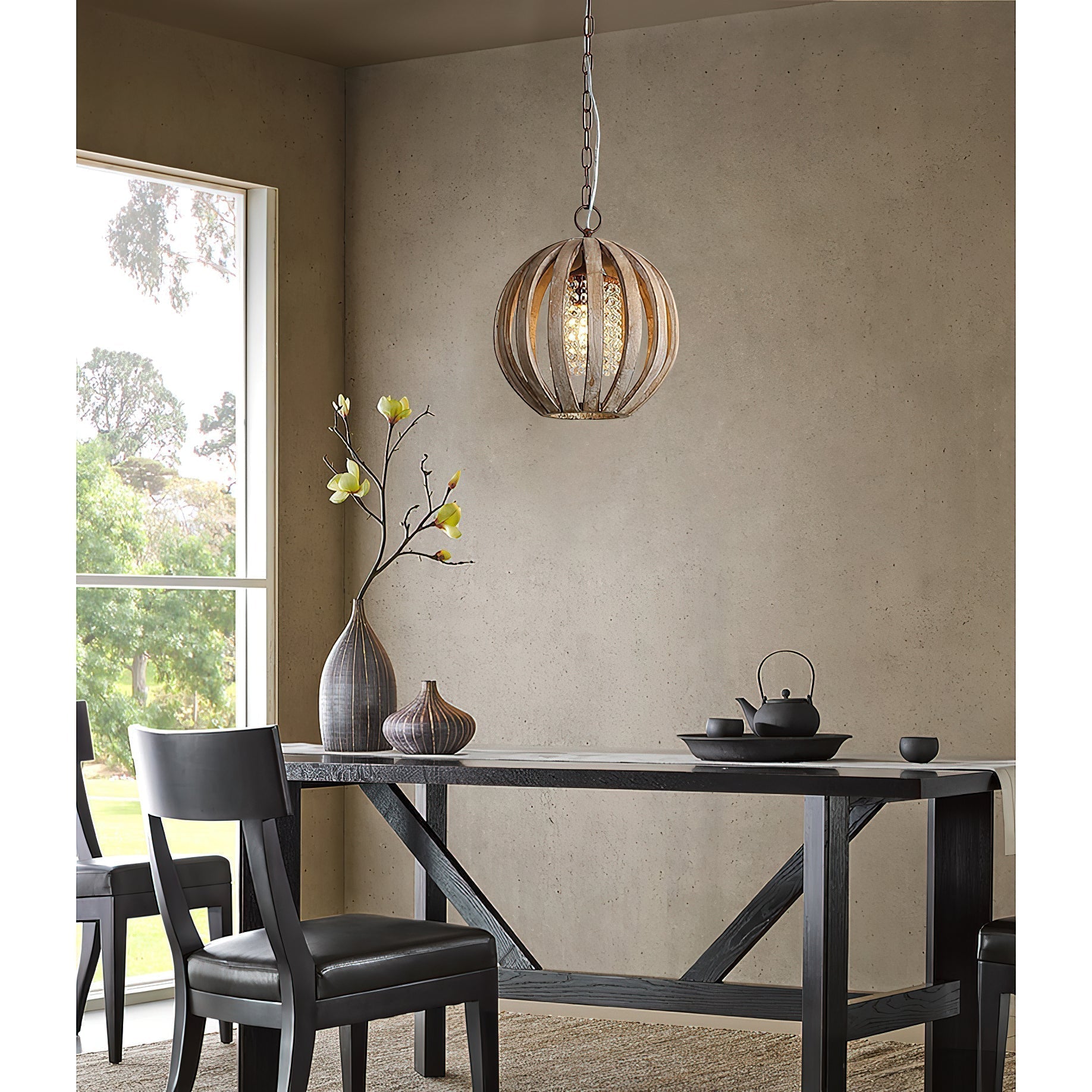 Sylaette Wooden Globe Pendant Lamp