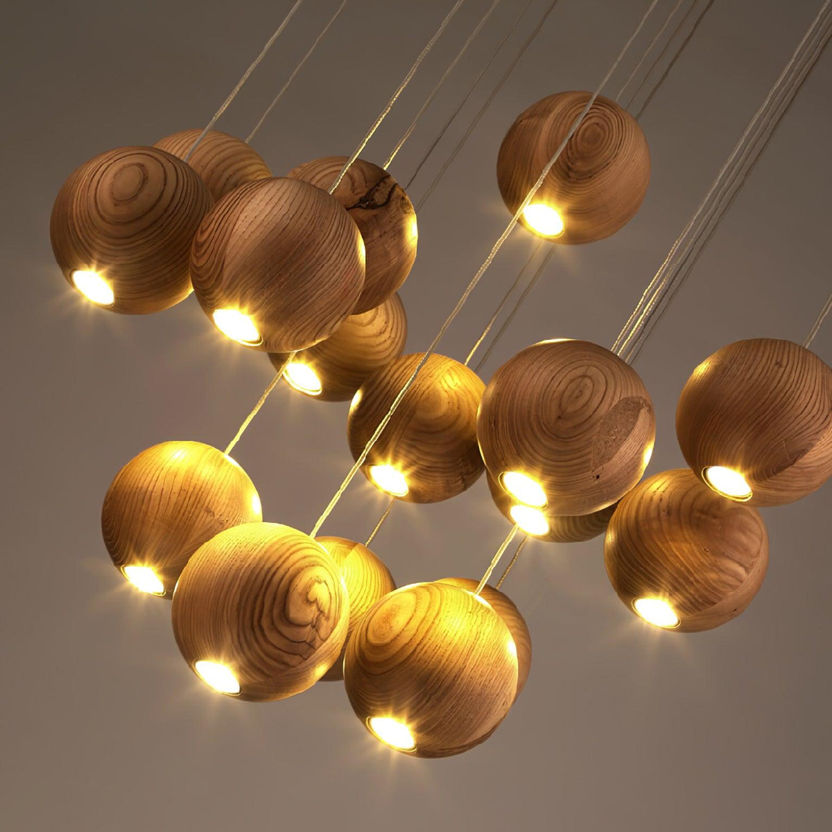 Vixor Nordic Orb Sphere Cluster Wooden Pendant Light