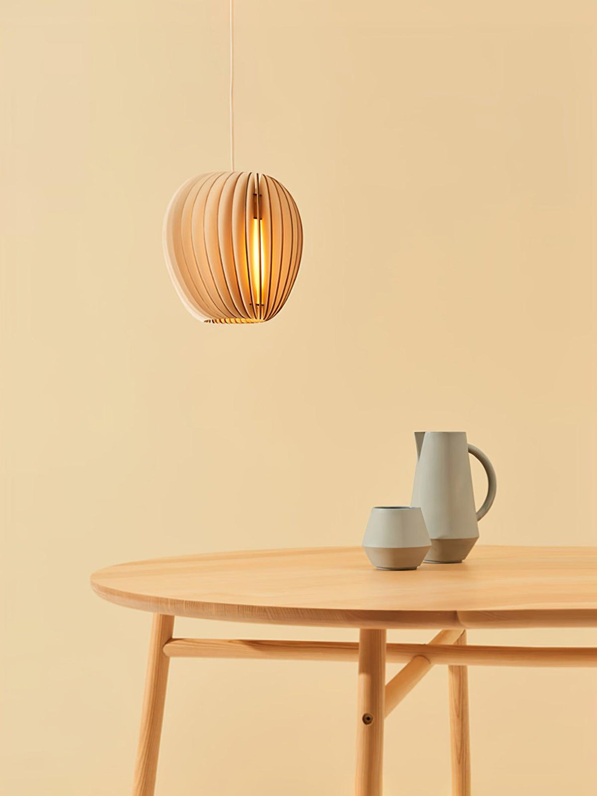 Jior Elegance Unique Orb Wooden Pendant Lamp