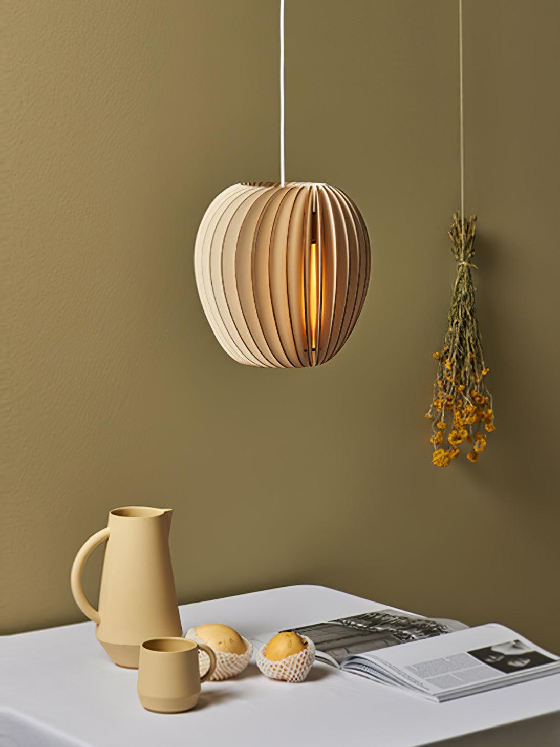 Jior Elegance Unique Orb Wooden Pendant Lamp
