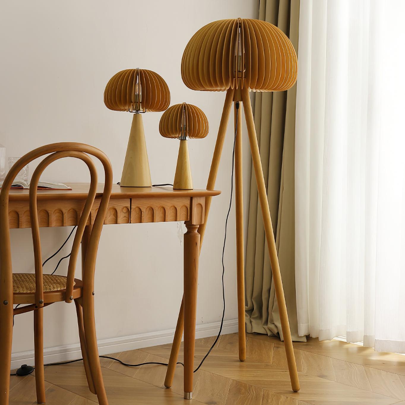 Zetalyre Wooden Tripod Floor Lamp
