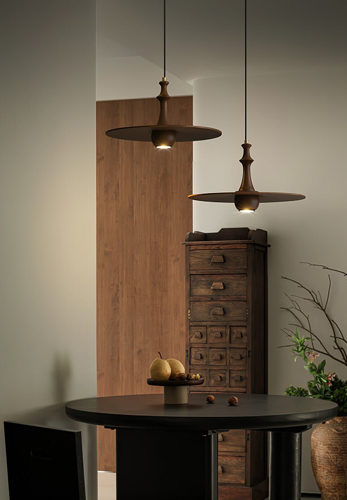 Spindle Wooden Spin Pendant Light