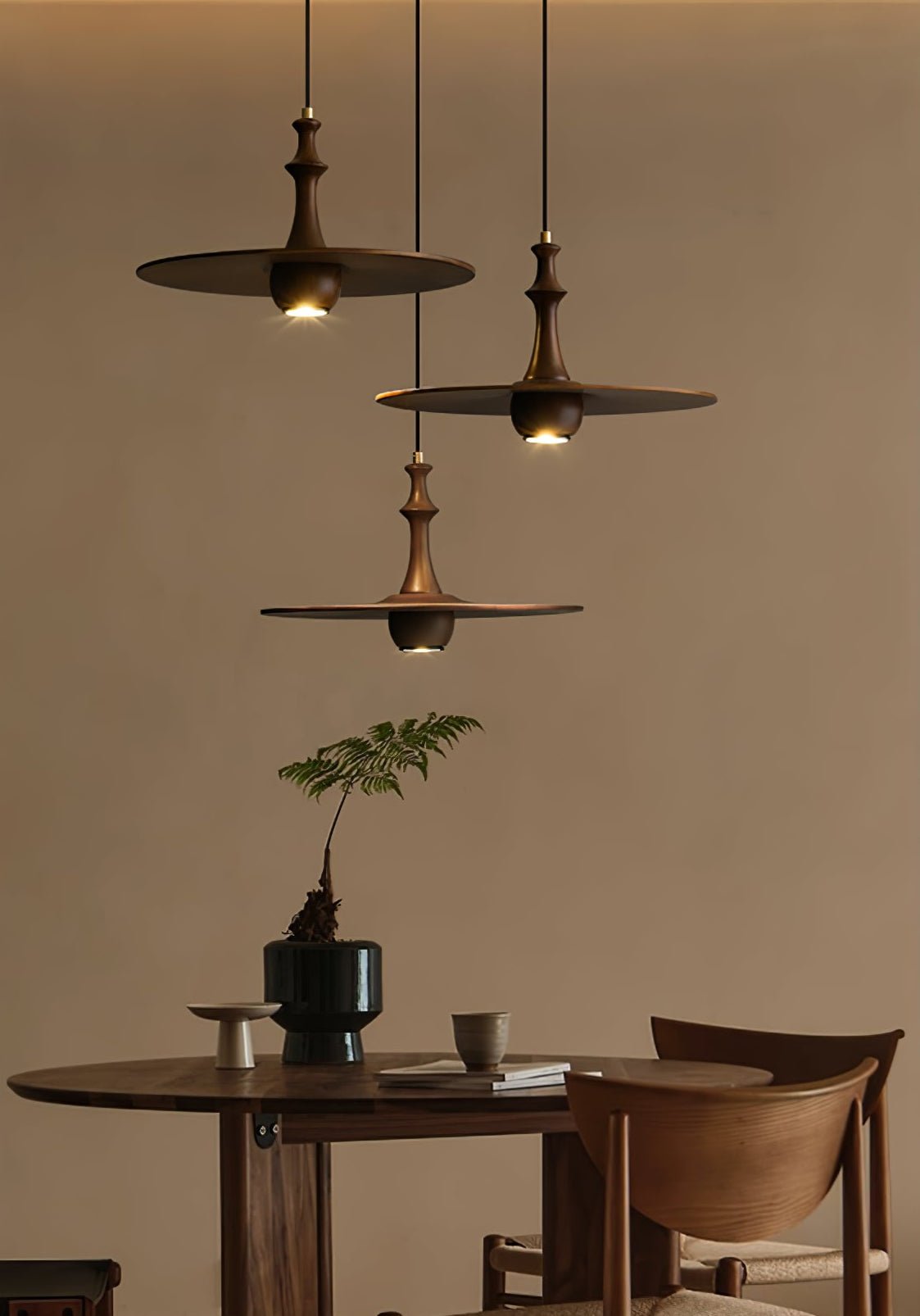 Spindle Wooden Spin Pendant Light