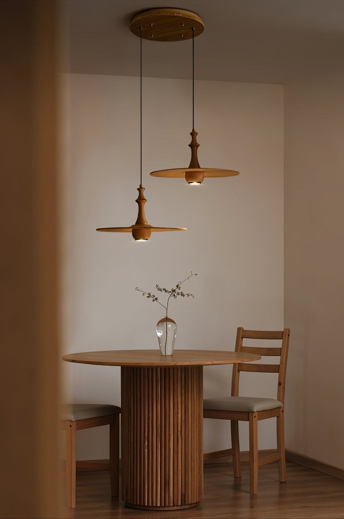 Spindle Wooden Spin Pendant Light