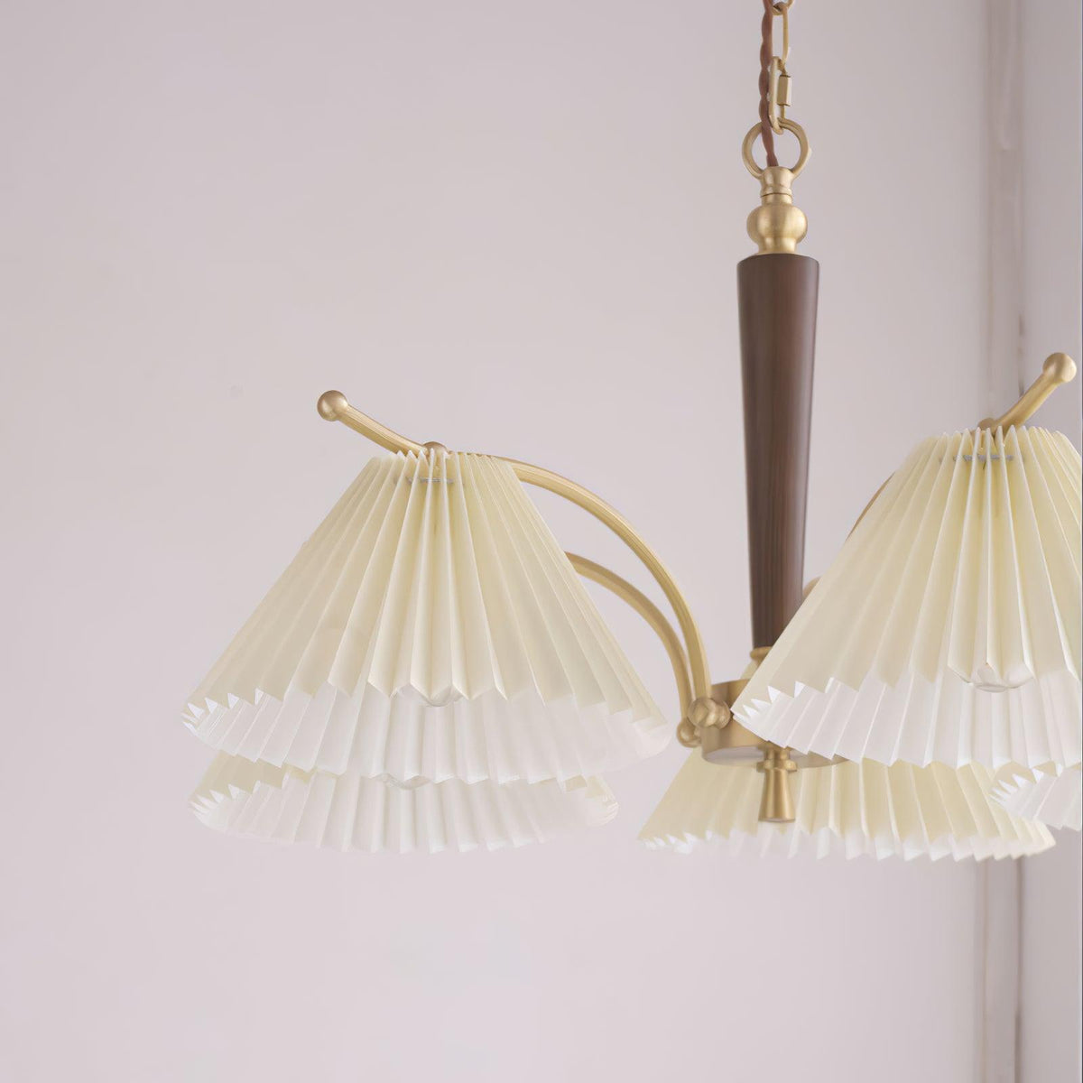Oriinaria Chandelier Brass Pleated Shade Classic