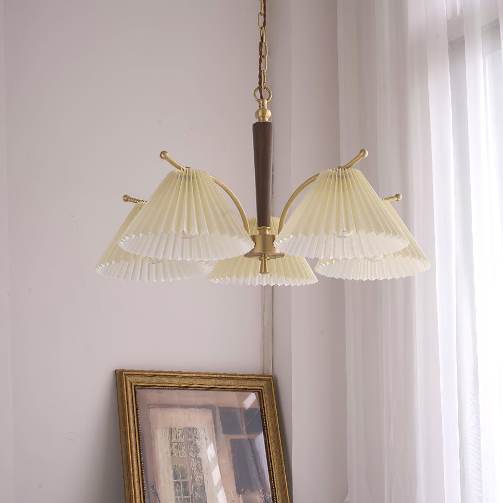 Oriinaria Chandelier Brass Pleated Shade Classic