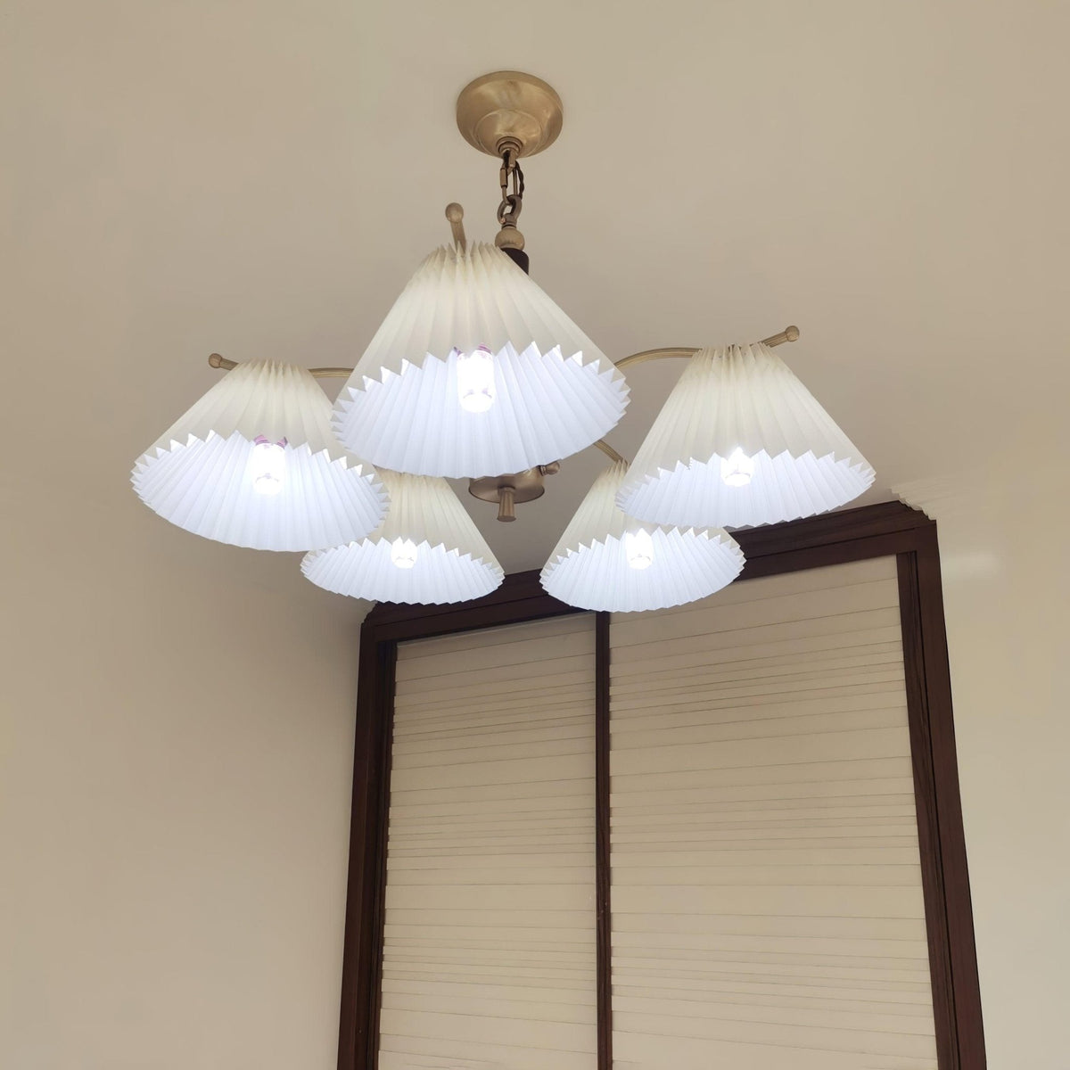 Oriinaria Chandelier Brass Pleated Shade Classic