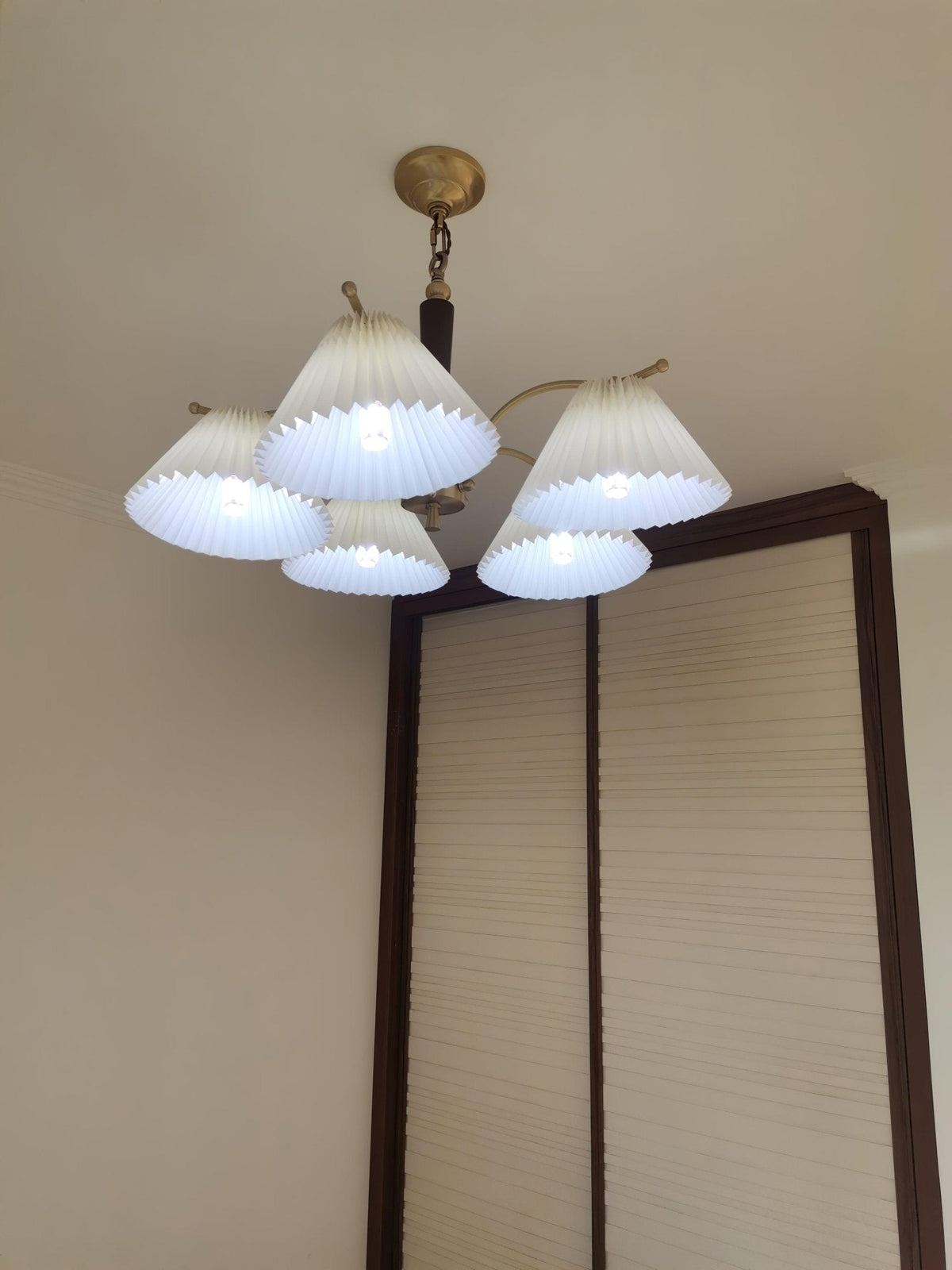 Oriinaria Chandelier Brass Pleated Shade Classic