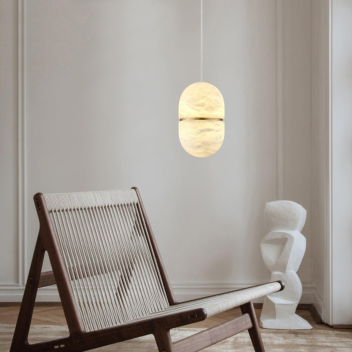 Satatr Alabaster Pendant Light Capsule-shaped