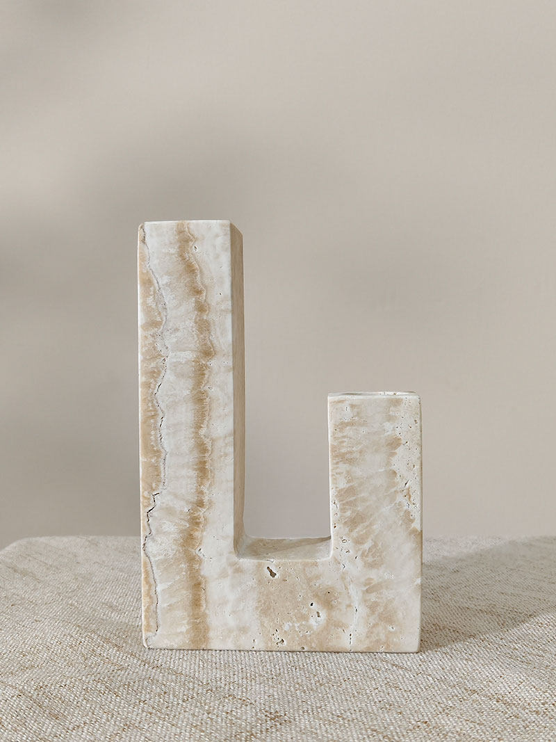 Horze Modern Yellow Travertine Candle Holder