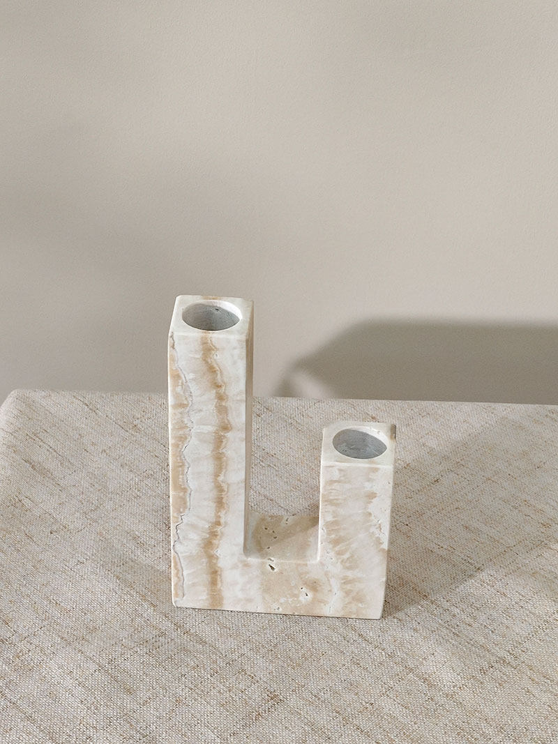Horze Modern Yellow Travertine Candle Holder