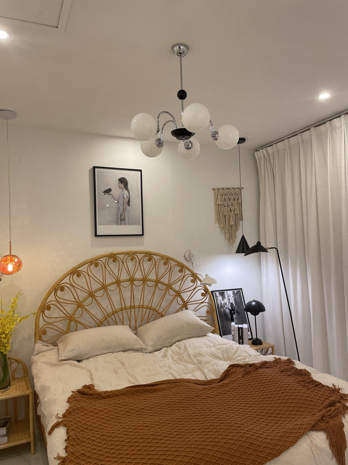 Halion Chandelier Rod Frame and White