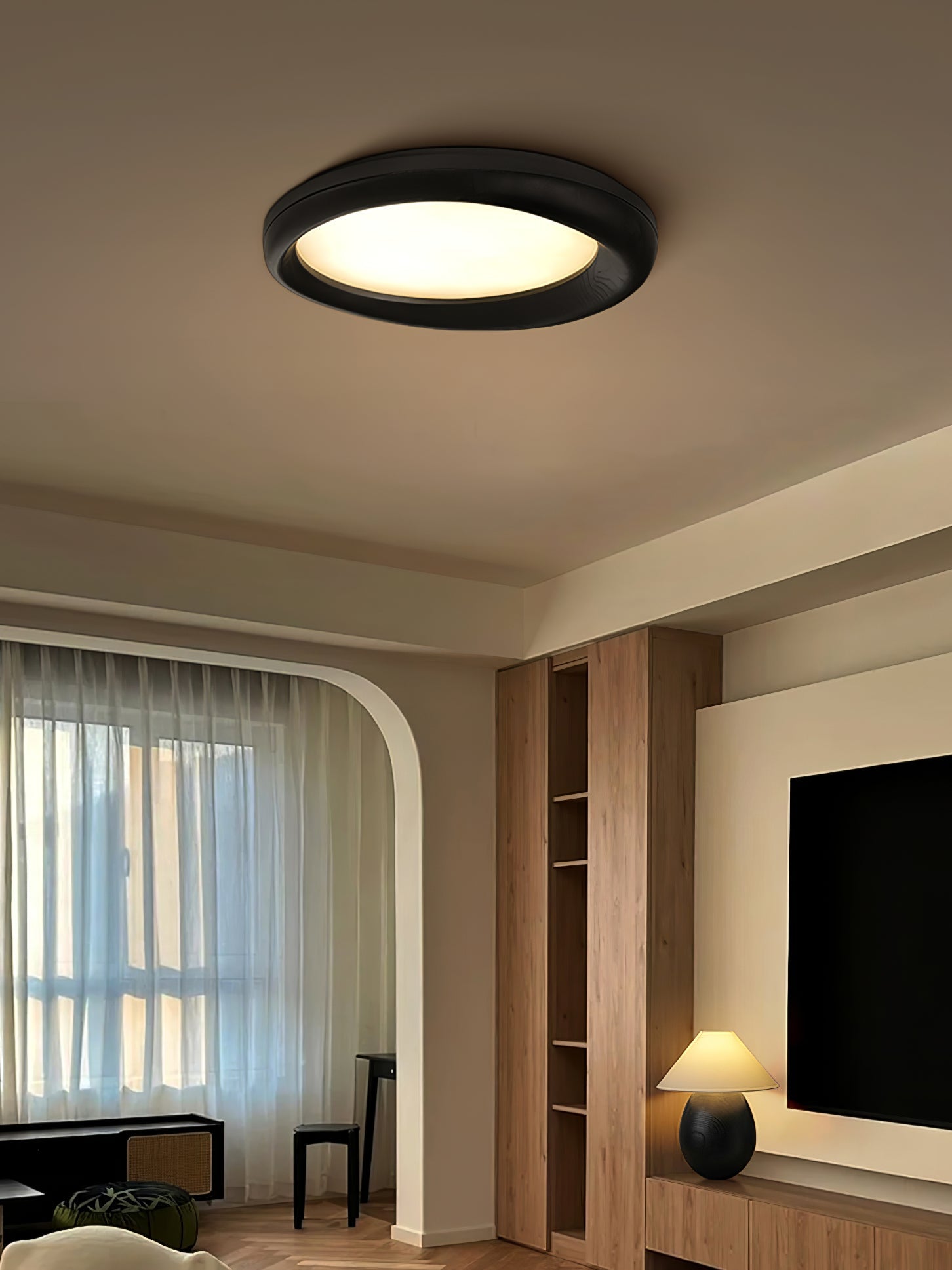 Eurtheara Organic Wood Glass Ceiling Light