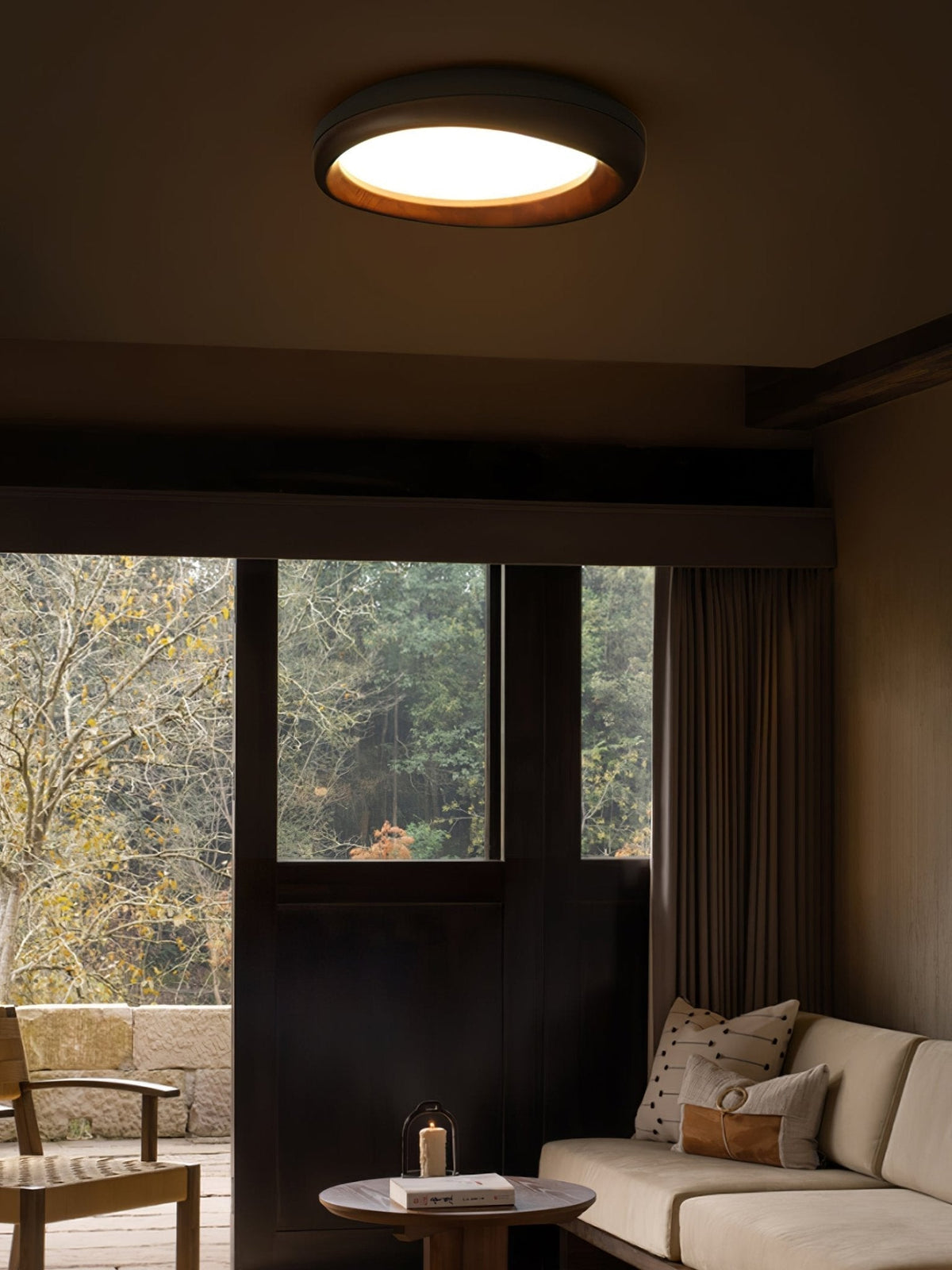 Eurtheara Organic Wood Glass Ceiling Light