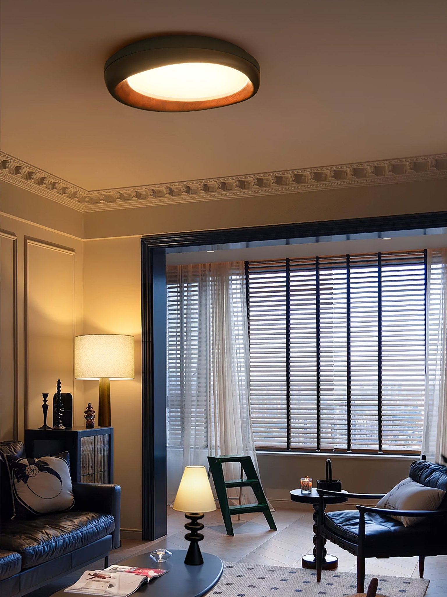 Eurtheara Organic Wood Glass Ceiling Light