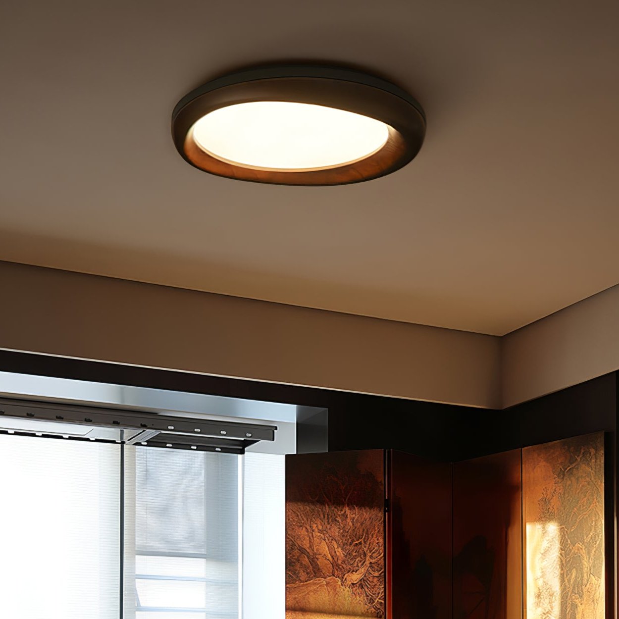 Eurtheara Organic Wood Glass Ceiling Light
