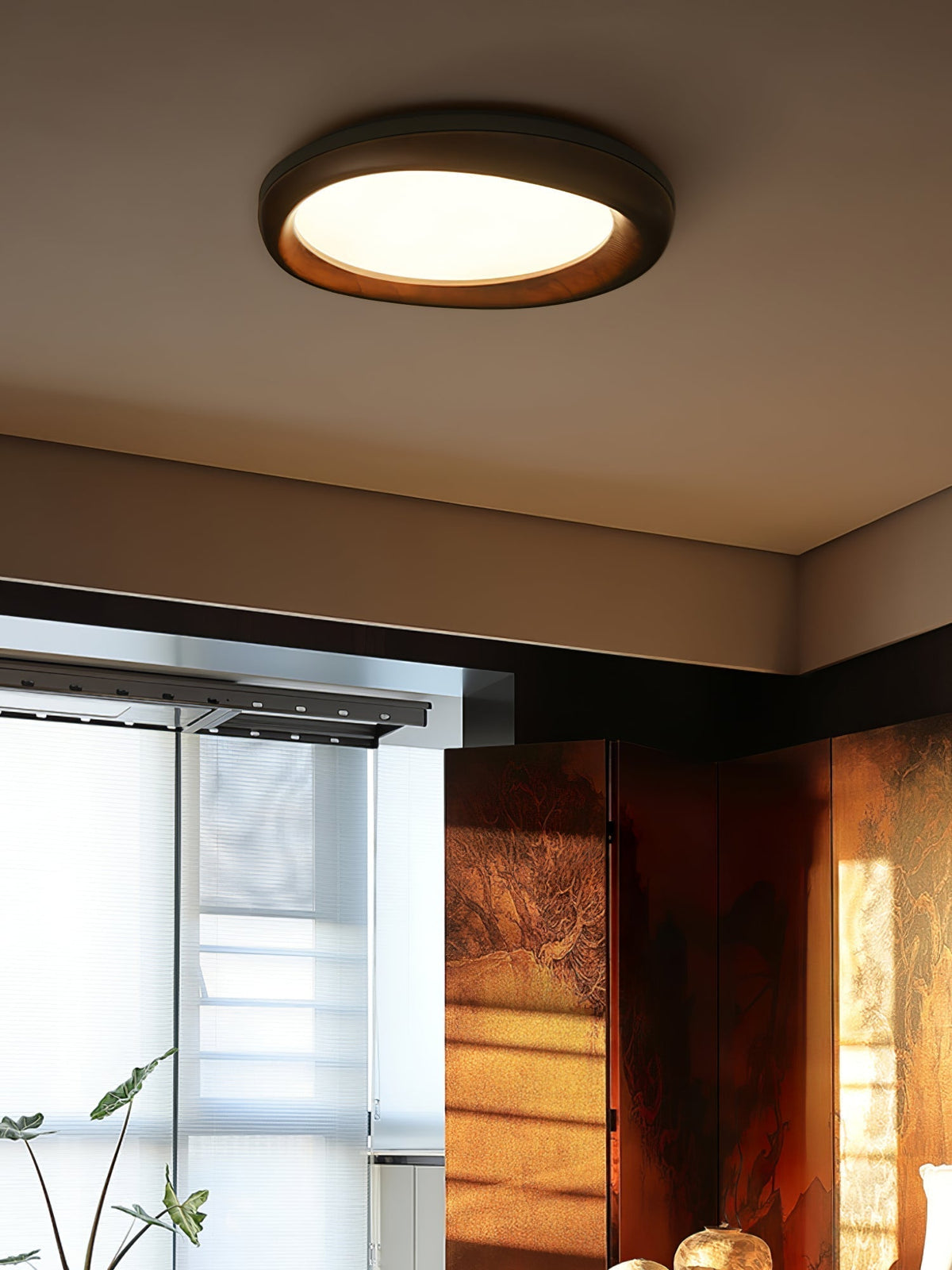 Eurtheara Organic Wood Glass Ceiling Light